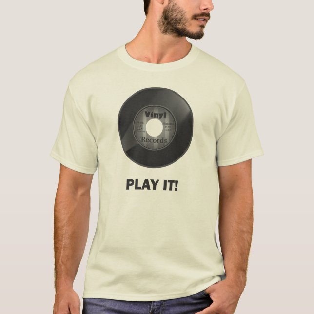 T-shirt Vinyl 45 Jouez-Le ! Noir & Blanc (Devant)