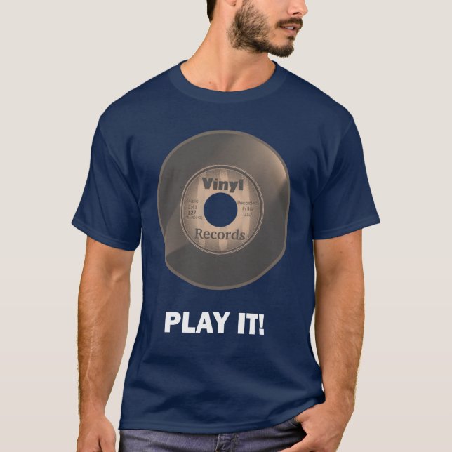 T-shirt Vinyl 45 Play It Sepia Tone (Devant)