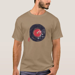T-shirt Vinyl Record Retro Grunge Avec Les Blossoms Sakura