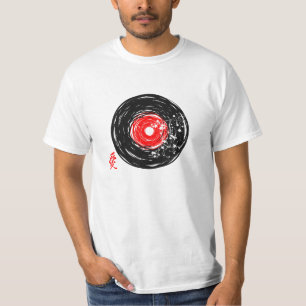 T-shirt Vinyl Record Retro Grunge Avec Les Blossoms Sakura