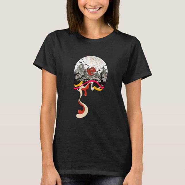 T-shirt Vinyl Record Sun Set Shimmer Paysage Musican (Devant)