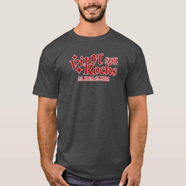 T-shirt Vinyl Roches fixes 33 - 45 Rpm Rouge Blanc (Devant)