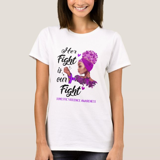 T-shirt Violence domestique Sensibilisation Son combat est (Devant)
