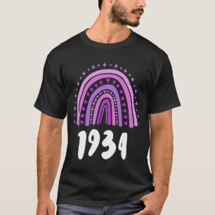 T-shirt Violet Arc-En-Ciel Année De Naissance 1934 Anniver