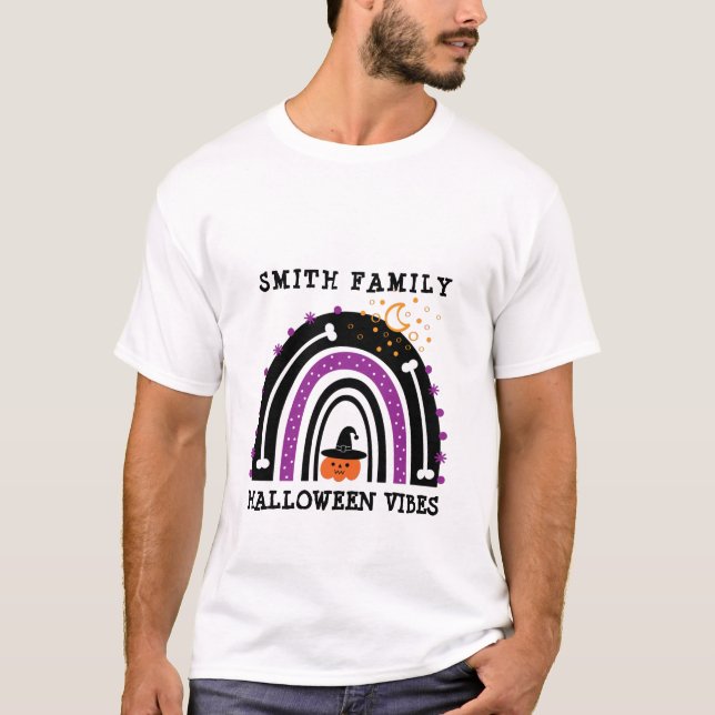 T-shirt Violet Black Jack-o'-lantern Boho Rainbow Hallowee (Devant)