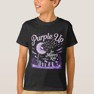 T-shirt Violet pour les enfants militaires Pissenlit Milit
