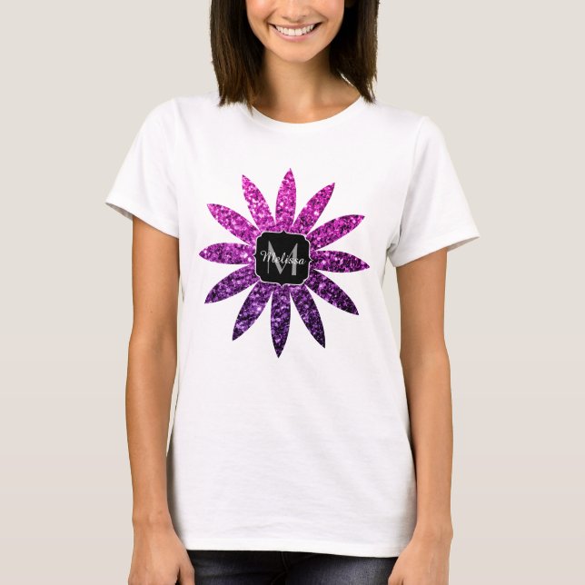 T-shirt Violet rose ombre parties scintillant pétille mono (Devant)