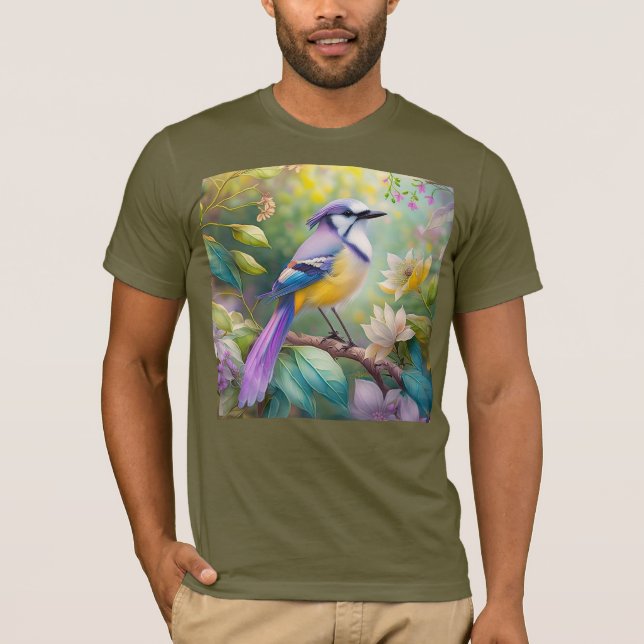T-shirt Violet Tufted Jay Imaginaire Bird (Devant)