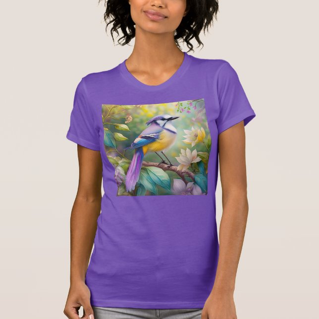 T-shirt Violet Tufted Jay Imaginaire Bird (Devant)