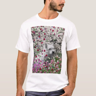 T-shirt Violette en fleurs - chien blanc de Westie