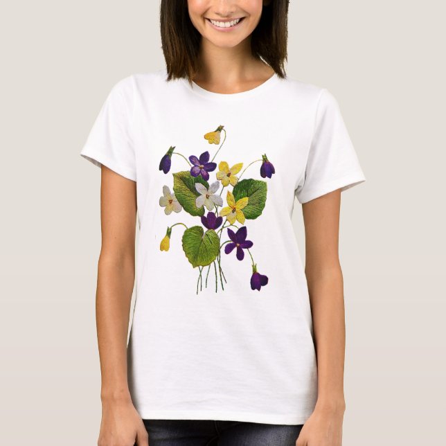 T-shirt Violettes sauvages agressées faites dans la broder (Devant)