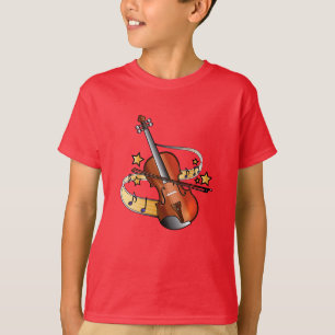 T-shirt Violin and Bow with Notes and Stars