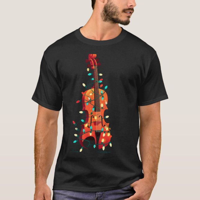 T-shirt Violin Christmas Graphics Lights Lover Player Viol (Devant)