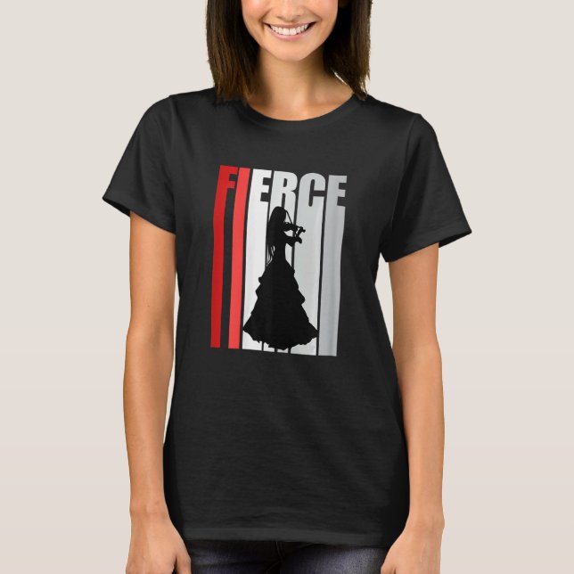 T-shirt Violin Player Womens Red Musical Instrument Violin (Devant)