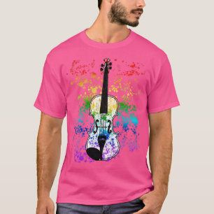 T-shirt Violon Arc-en-ciel Couleurs Violoniste Chaîne Joue