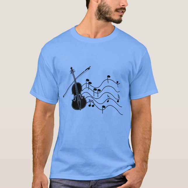 T-shirt Violon avec notes de musique cadeau (Devant)