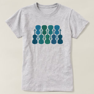 T-shirt violon bleu vert pour femmes