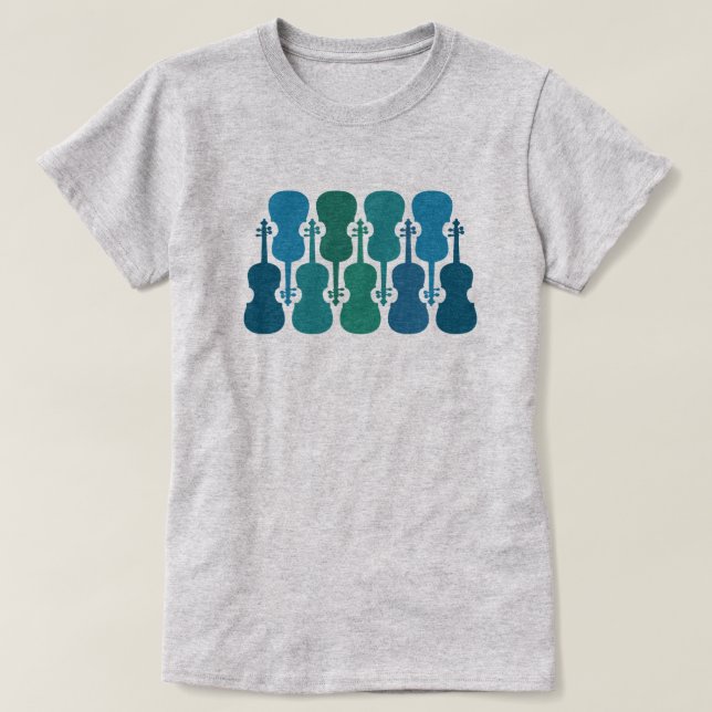 T-shirt violon bleu vert pour femmes (Design devant)
