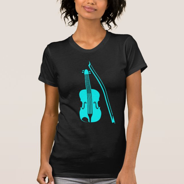 T-shirt Violon - Cyan (Devant)