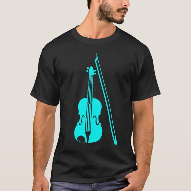 T-shirt Violon - Cyan (Devant)