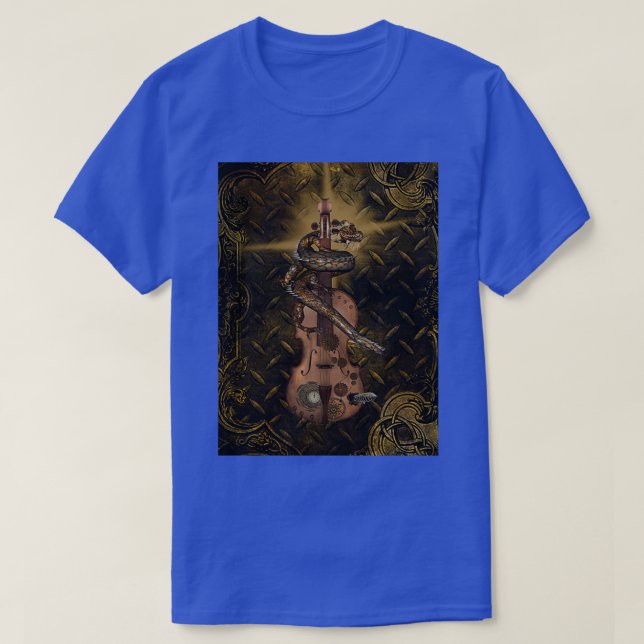 T-shirt Violon de Steampunk avec dragon chinois steampunk  (Design devant)