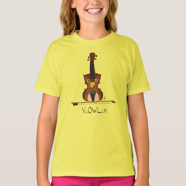 T-shirt Violon Owl Cute Music Enfants (Devant)