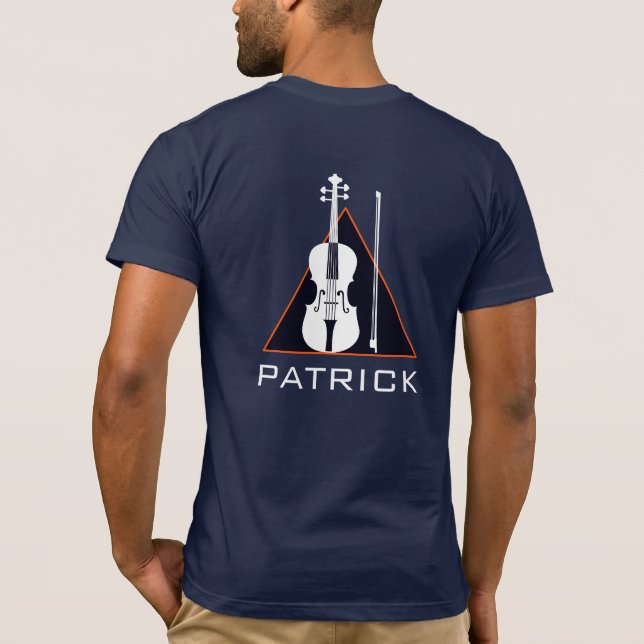 T-shirt Violoniste de la marine avec nom minimal et modern (Dos)