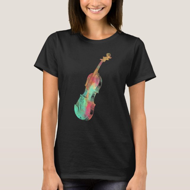 T-shirt Violoniste Pour Hommes Femmes Style Coloré Violon (Devant)