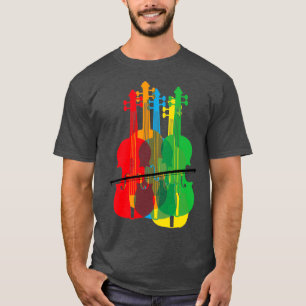 T-shirt Violons multicolores Cadeau d'anniversaire pour mu