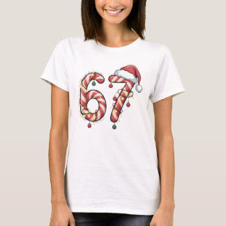 T-shirt Viral Six Seven (6-7) Candy Cane Meme Christmas