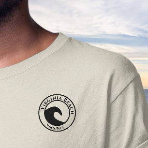 T-shirt Virginia Beach Black Ocean Wave Circle Design
