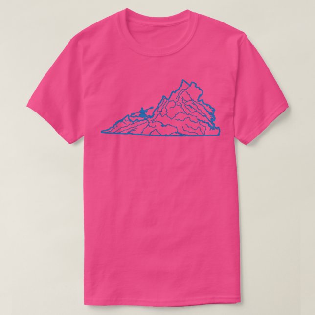 T-shirt Virginia Kayak Blue Way State Outline River Map Ar (Design devant)