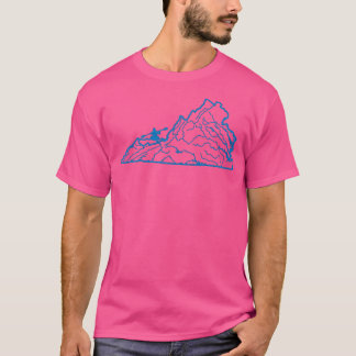 T-shirt Virginia Kayak Blue Way State Outline River Map Ar