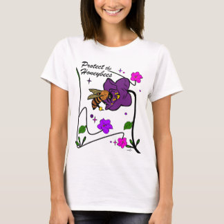 T-shirt Virginia Wright Protégez les abeilles à miel Fleur