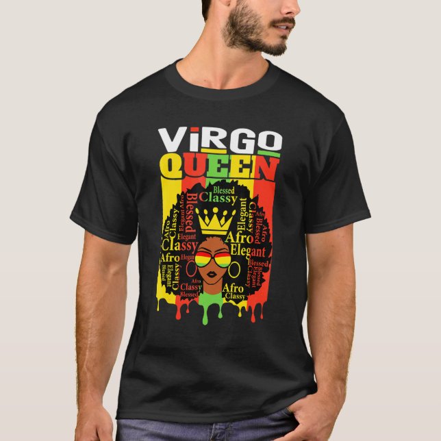 T-shirt Virgo Queen Zodiac style cheveux Afro Blessé Class (Devant)