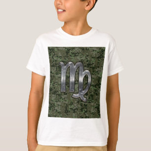 T-shirt Virgo Zodiac Sign on Green Digital Camo Style