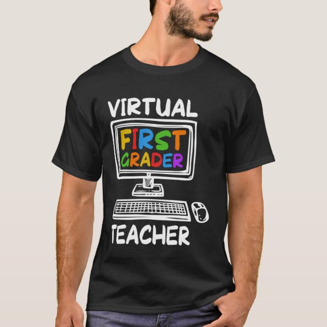 T-shirt Virtual 1st Grade Teacher Distance Learning Back t (Devant)