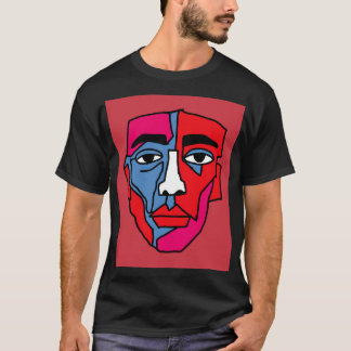 T-shirt Visage Abstrait Cubiste Dépressif Illustration Gra
