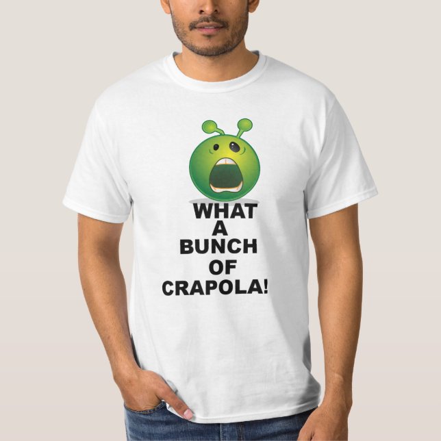 T-shirt Visage Alien Choqué - Drôle Réaction Cartoon Vert (Devant)