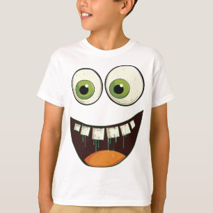 T-shirt Visage amusant avec les yeux de Googly Vert Surpri
