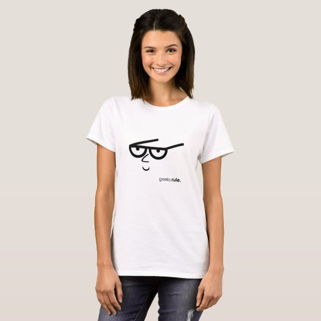 T-shirt Visage amusant avec lunettes de vue "Geek Rule" (Devant entier)