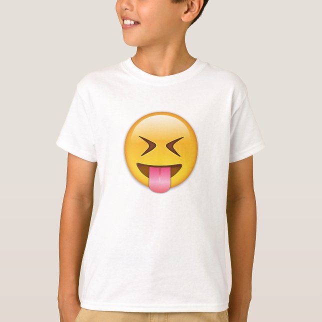 T-shirt Visage avec coincée la langue et étroitement les (Devant)
