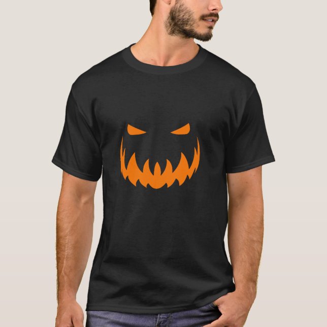 T-shirt Visage Citrouille En Colère En Orange Pour Les Par (Devant)