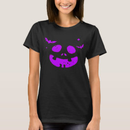 T-shirt Visage Citrouille pourpre avec chauves-souris Hall