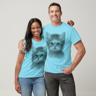 T-Shirt Visage Cute Blue-Eyed Kitten - Chat adorab