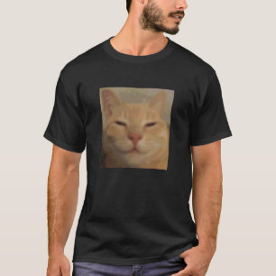 T-shirt Visage de chat orange drôle mème photo floue