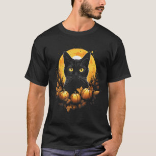 T-shirt Visage de Chat Pleine Lune Citrouille - Joli Chat