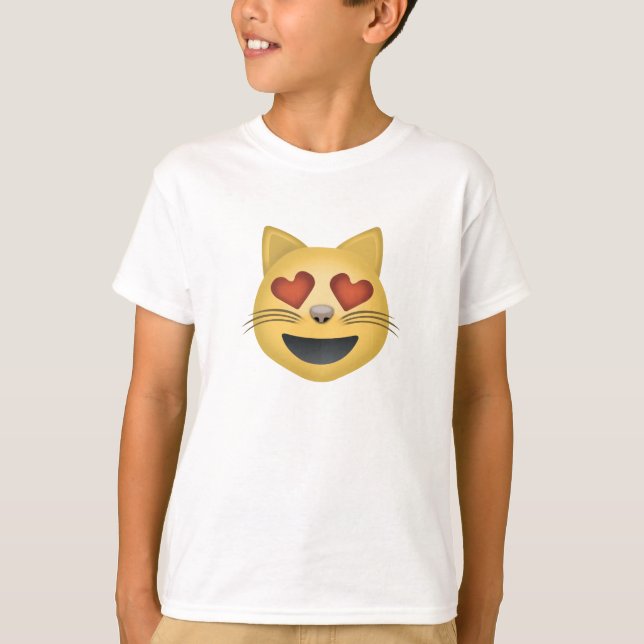 T-shirt Visage de chat souriant avec les yeux en forme de  (Devant)