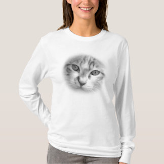 T-shirt Visage de chat tigré noir et blanc