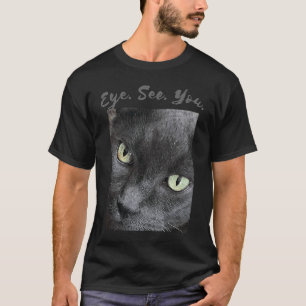 T-shirt Visage de Chat Yeux Verts effrayant Oeil Te Voit